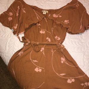 Flowy Tan Floral Romper